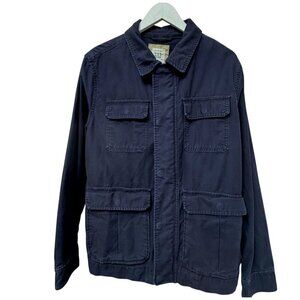 GAP Mens Utility Jacket Size Small Navy Blue Cotton Full Zip Casual Barn Coat